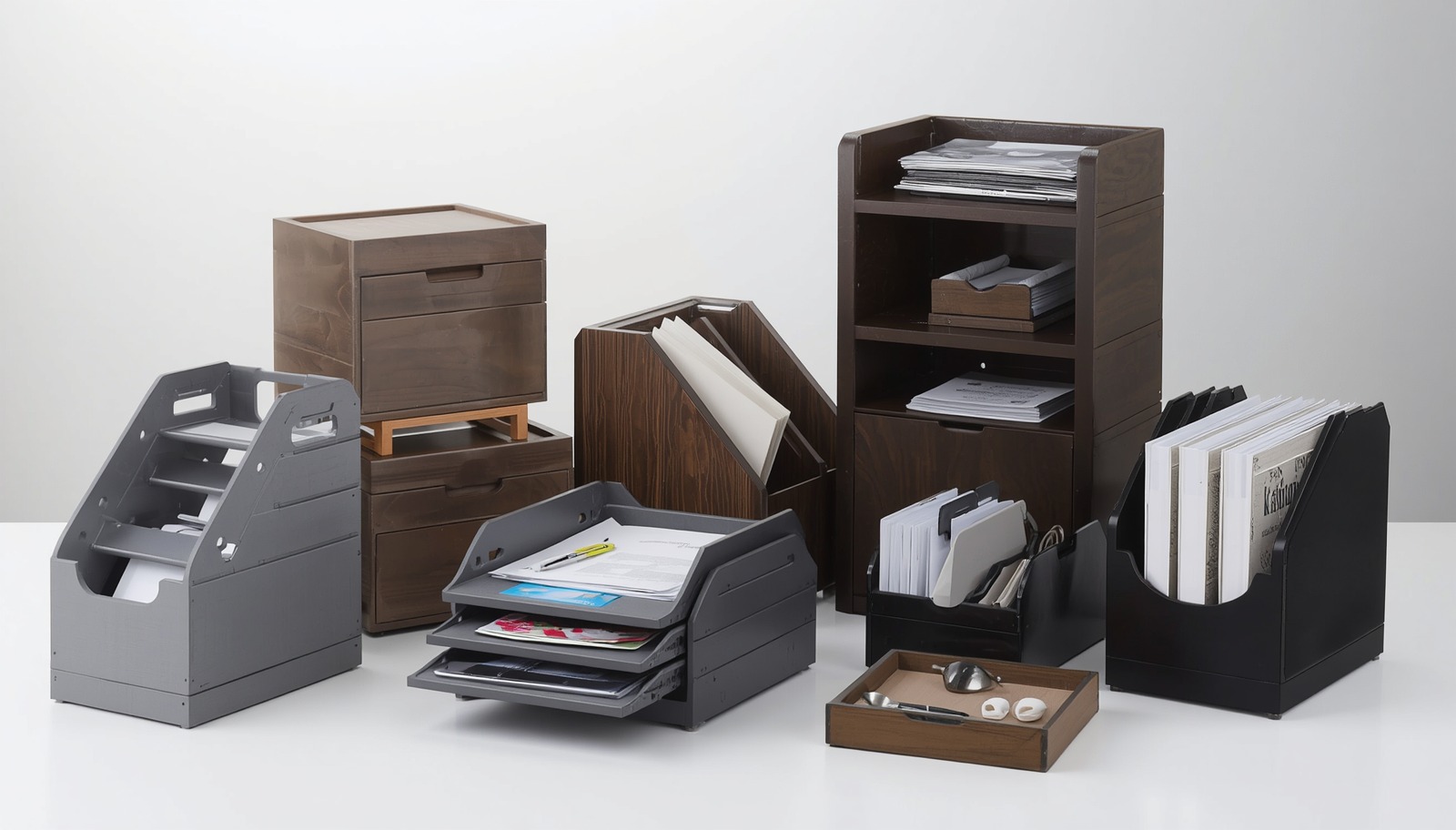 Document trays and file racks