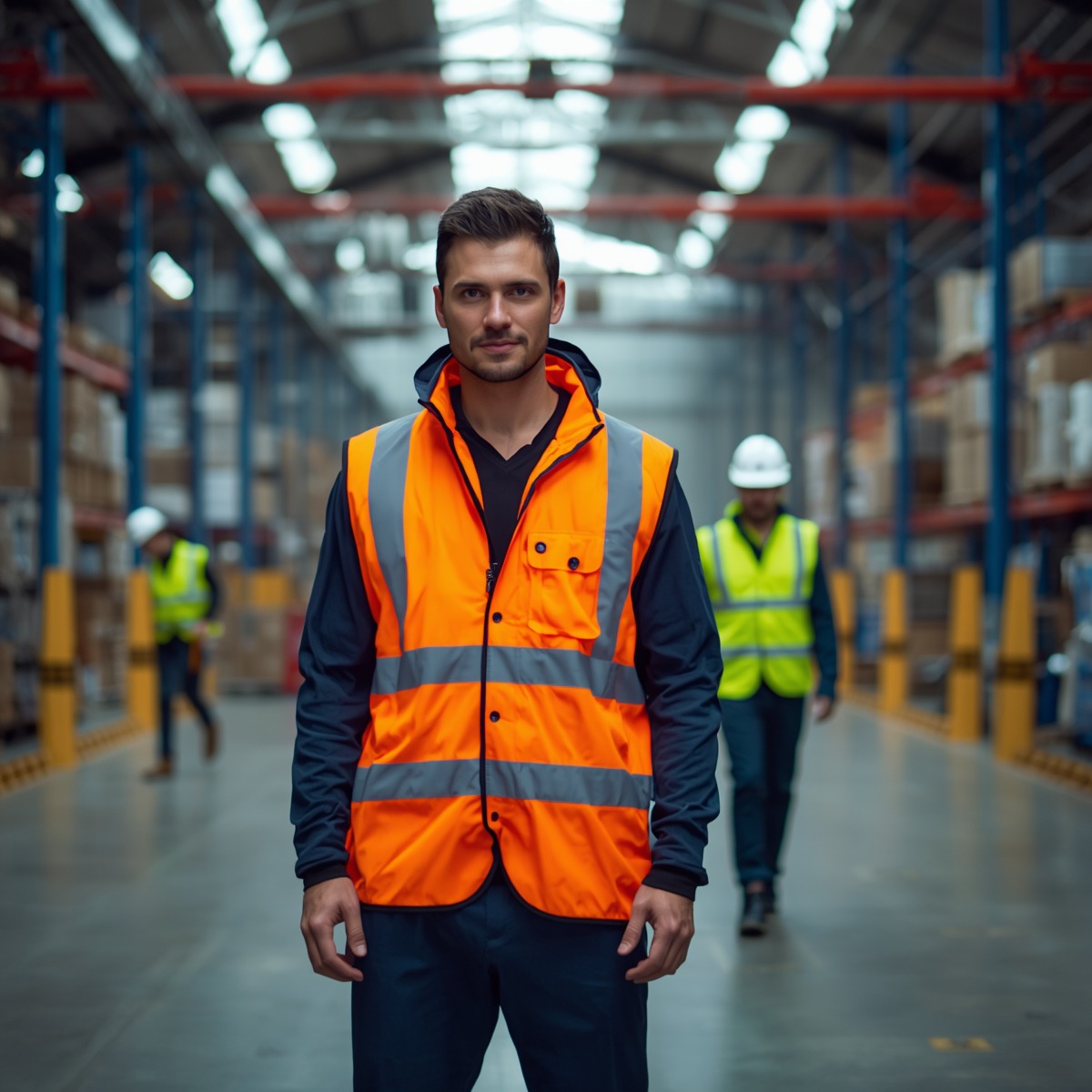 Worker in hi-visibility vest